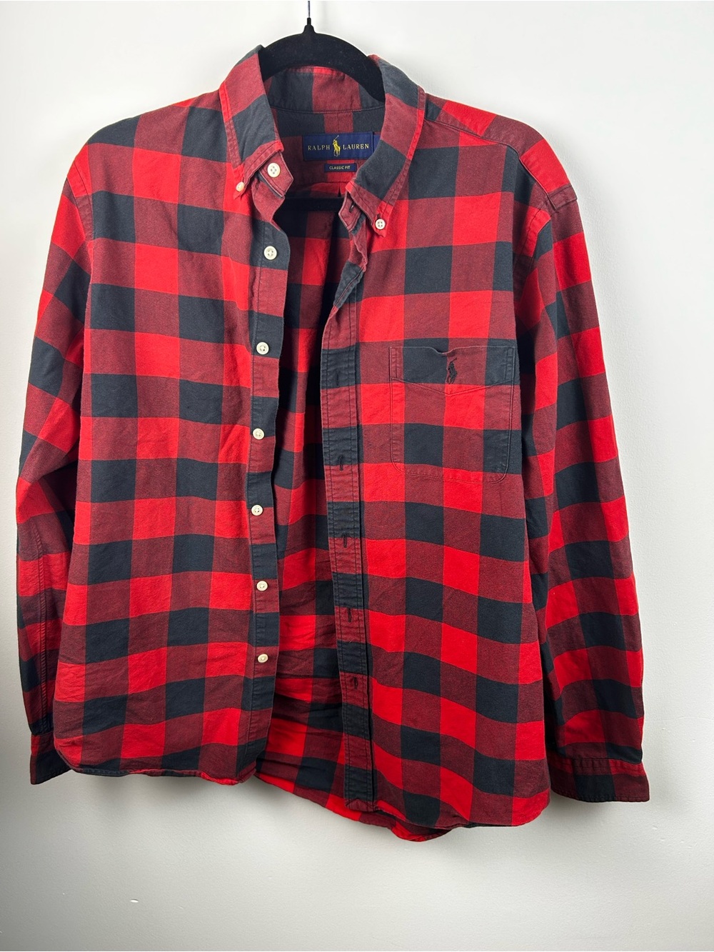Ralph Lauren Red and Black Plaid Button-Down Shirt